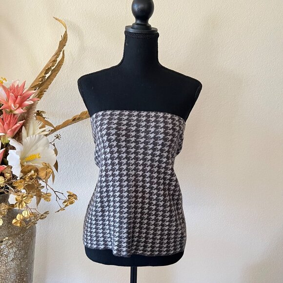 Active USA Dresses & Skirts - Y2K Versatile Houndstooth Tube Top Mini Skirt Light & Dark Gray Knit Stretch